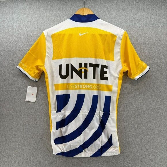 NWT Nike Livestrong‎ Unite Cycling Jersey Large Yellow White Bike Athletic Men's - Picture 8 of 12